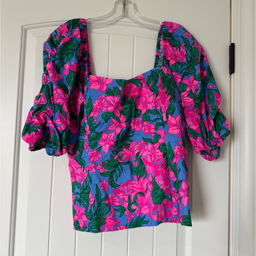 NWT Lilly Pulitzer Bitsy Pink Ruffled Blouse sz 16